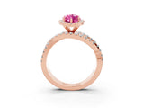 Rose gold Marquise Cut Cut Halo Split Shank Prong Setting Ring_25
