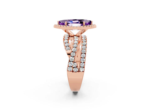 Rose gold Marquise Cut Cut Halo Split Shank Prong Setting Ring_26