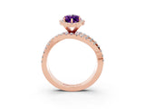 Rose gold Marquise Cut Cut Halo Split Shank Prong Setting Ring_27
