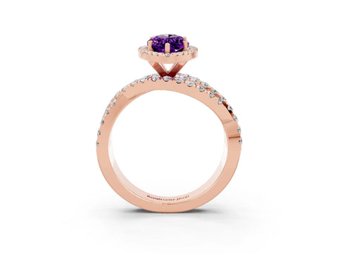 Rose gold Marquise Cut Cut Halo Split Shank Prong Setting Ring_27