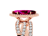 Rose gold Marquise Cut Cut Halo Split Shank Prong Setting Ring_27