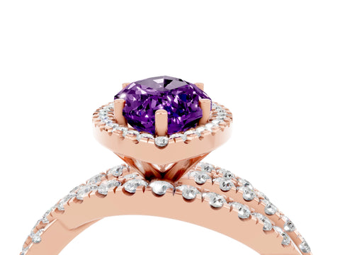 Rose gold Marquise Cut Cut Halo Split Shank Prong Setting Ring_28