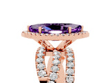 Rose gold Marquise Cut Cut Halo Split Shank Prong Setting Ring_29