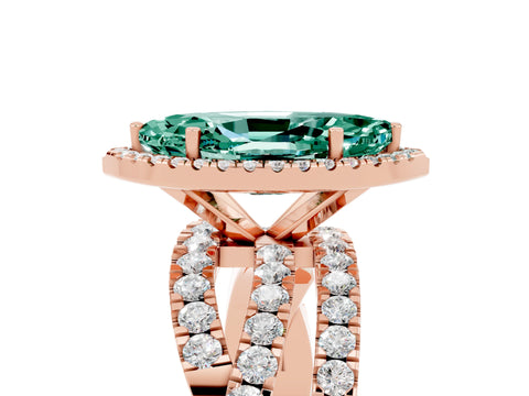 Rose gold Marquise Cut Cut Halo Split Shank Prong Setting Ring_29