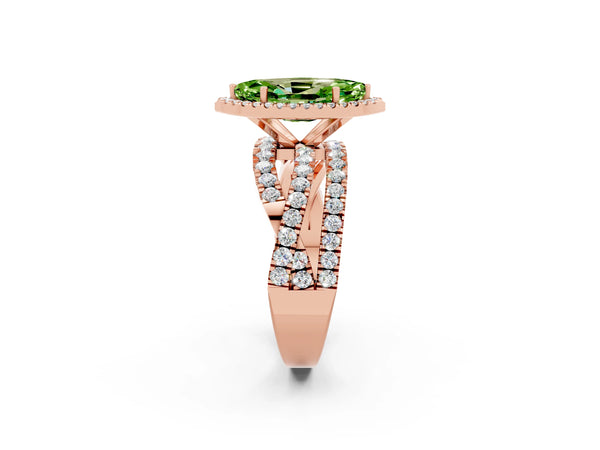 Rose gold Marquise Cut Cut Halo Split Shank Prong Setting Ring