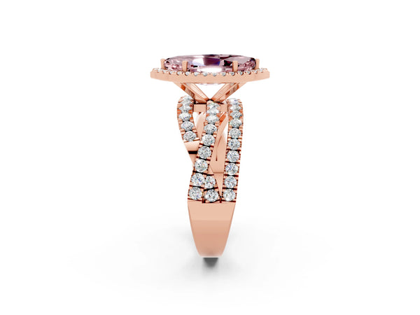 Rose gold Marquise Cut Cut Halo Split Shank Prong Setting Ring