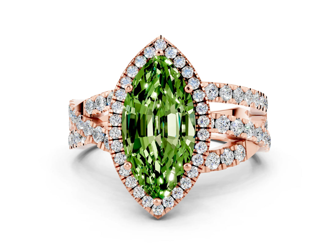 Rose gold Marquise Cut Cut Halo Split Shank Prong Setting Ring_34