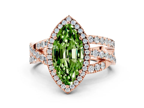 Rose gold Marquise Cut Cut Halo Split Shank Prong Setting Ring_34