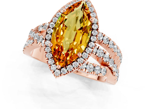 Rose gold Marquise Cut Cut Halo Split Shank Prong Setting Ring_35