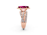 Rose gold Marquise Cut Cut Halo Split Shank Prong Setting Ring_36