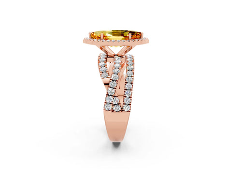 Rose gold Marquise Cut Cut Halo Split Shank Prong Setting Ring_36