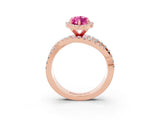 Rose gold Marquise Cut Cut Halo Split Shank Prong Setting Ring_37