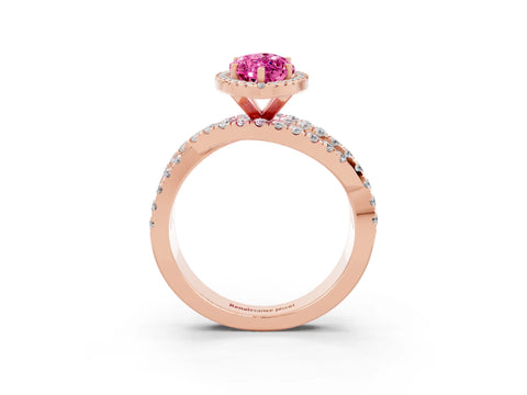 Rose gold Marquise Cut Cut Halo Split Shank Prong Setting Ring_37
