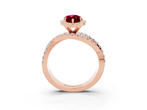 Rose gold Marquise Cut Cut Halo Split Shank Prong Setting Ring_37