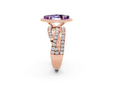 Rose gold Marquise Cut Cut Halo Split Shank Prong Setting Ring_38