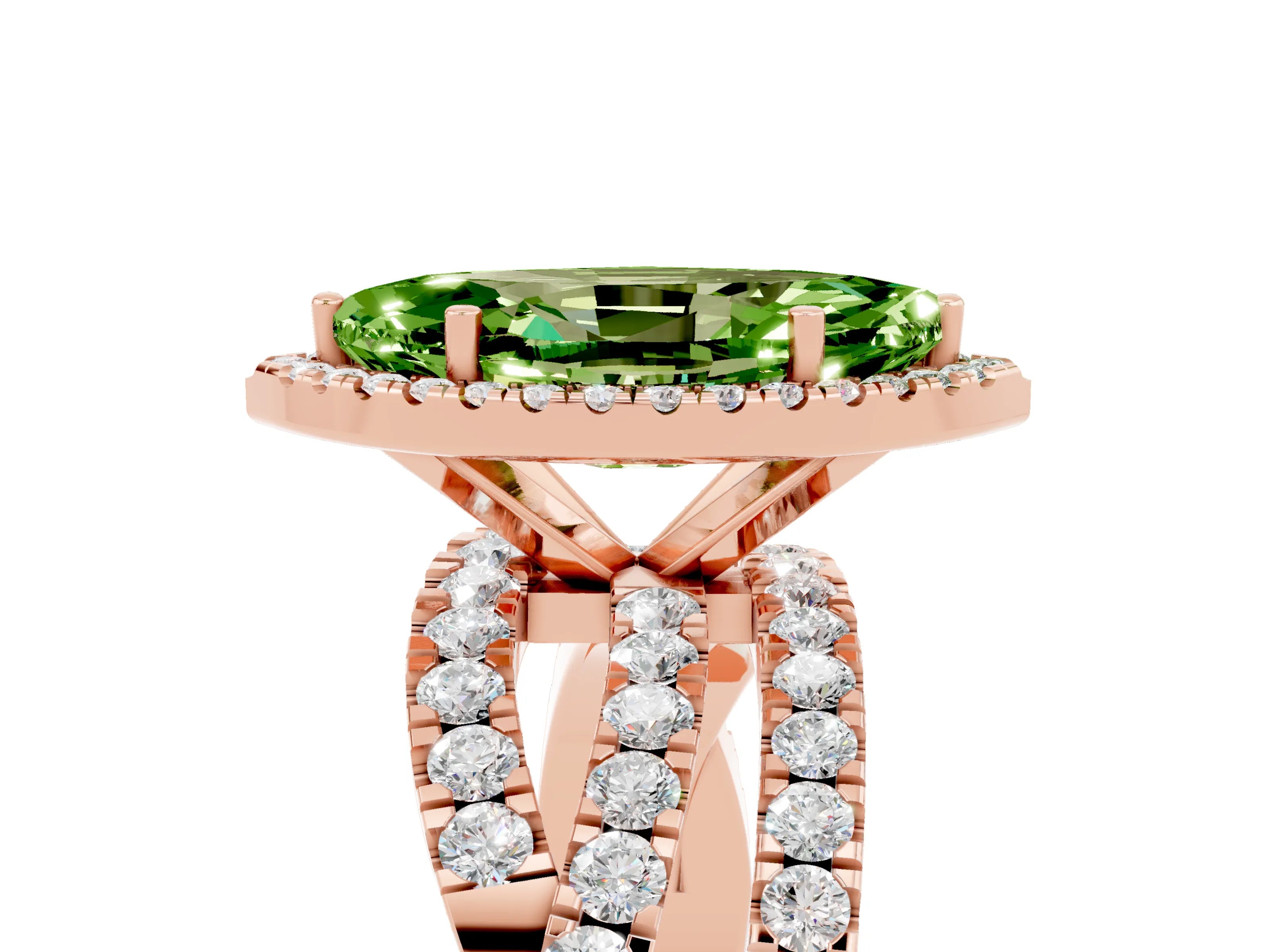 Rose gold Marquise Cut Cut Halo Split Shank Prong Setting Ring_39
