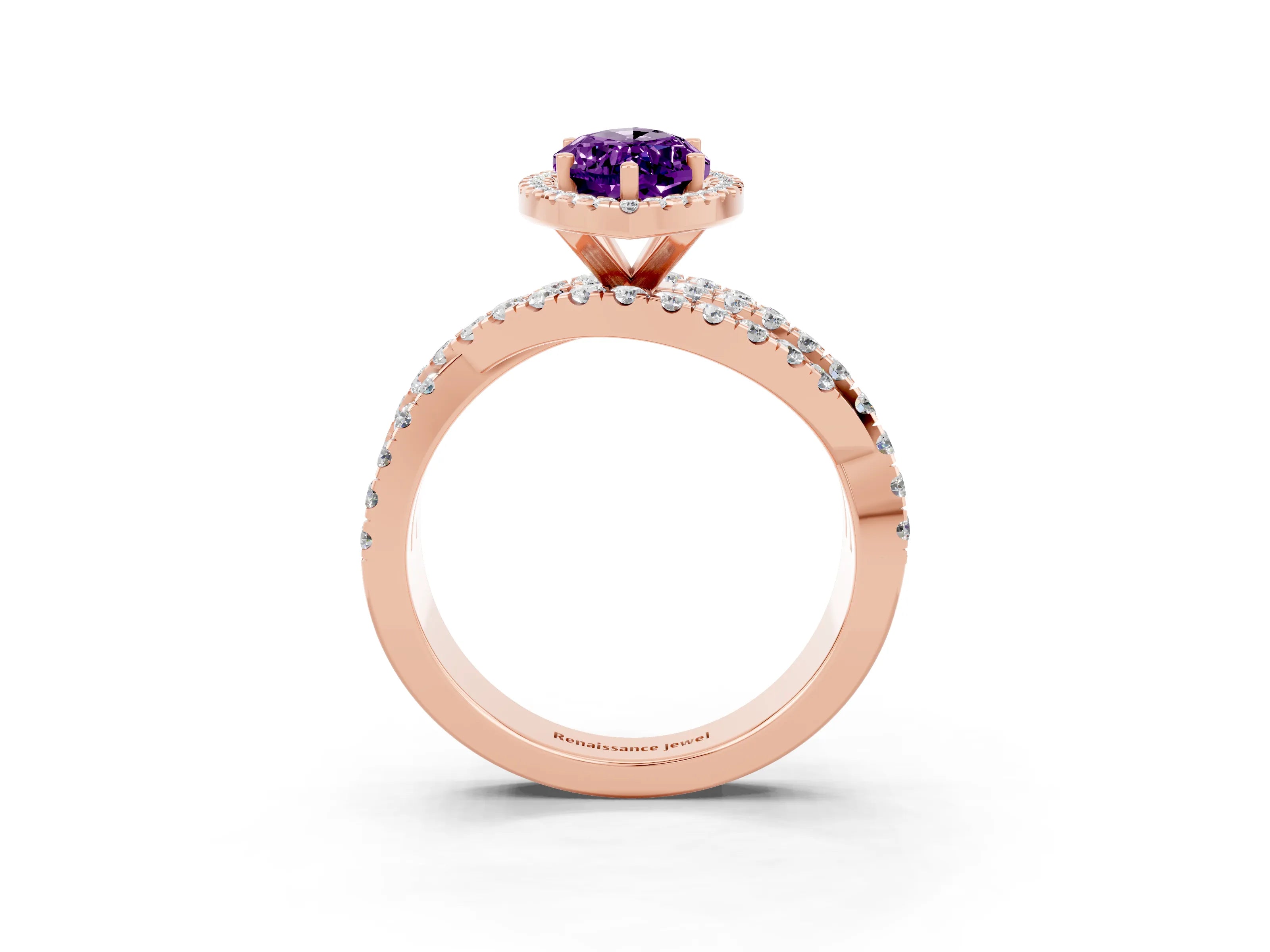 Rose gold Marquise Cut Cut Halo Split Shank Prong Setting Ring_39