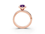 Rose gold Marquise Cut Cut Halo Split Shank Prong Setting Ring_39