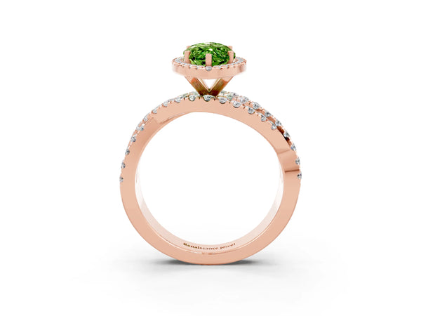 Rose gold Marquise Cut Cut Halo Split Shank Prong Setting Ring