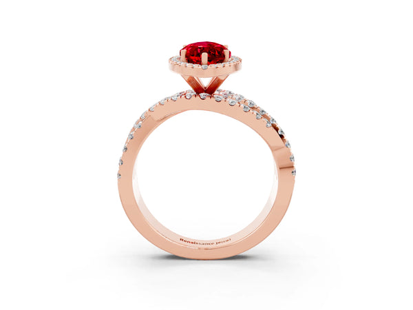 Rose gold Marquise Cut Cut Halo Split Shank Prong Setting Ring