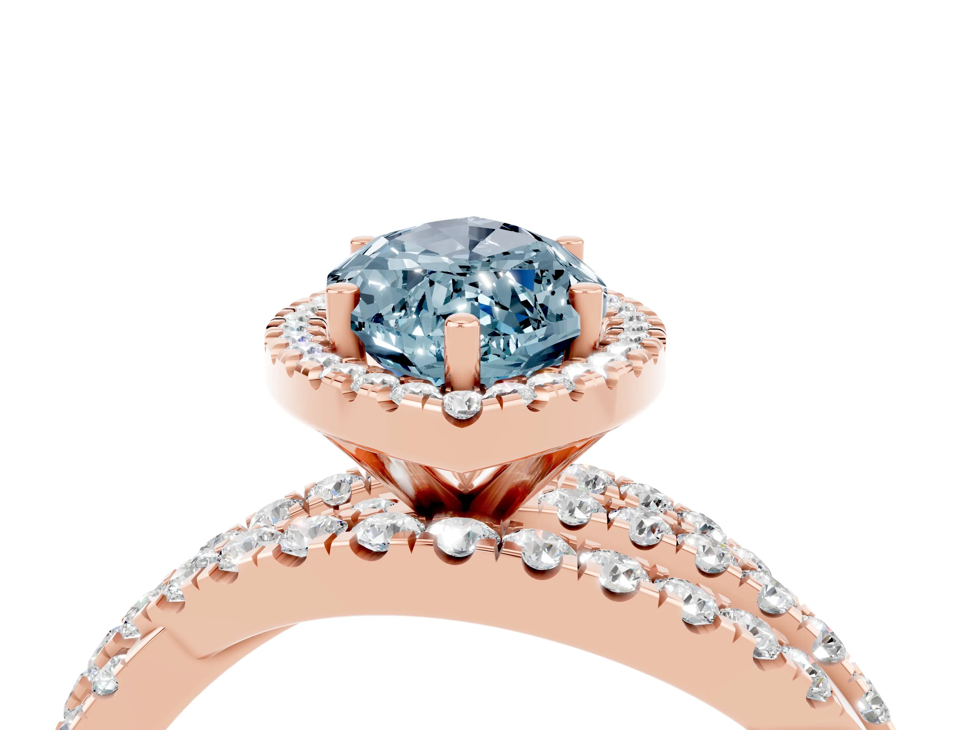 Rose gold Marquise Cut Cut Halo Split Shank Prong Setting Ring_40