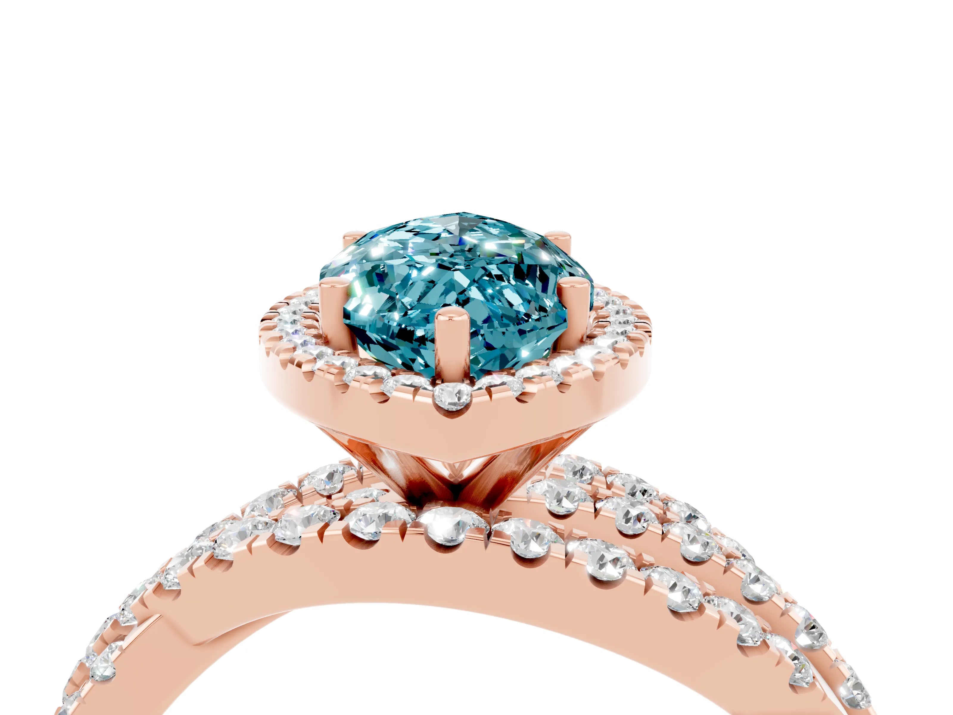 Rose gold Marquise Cut Cut Halo Split Shank Prong Setting Ring_40