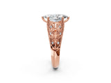 Rose gold Marquise Cut Cut Milgrain Pave Diamond Engagement Ring with Four-Prong Setting_5