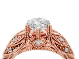 Rose gold Marquise Cut Cut Milgrain Pave Diamond Engagement Ring with Four-Prong Setting_7