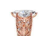 Rose gold Marquise Cut Cut Milgrain Pave Diamond Engagement Ring with Four-Prong Setting_8
