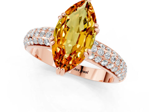 Rose gold Marquise Cut Cut Pave Diamond Engagement Ring with Channel Set Band and Four-Prong Setting_1