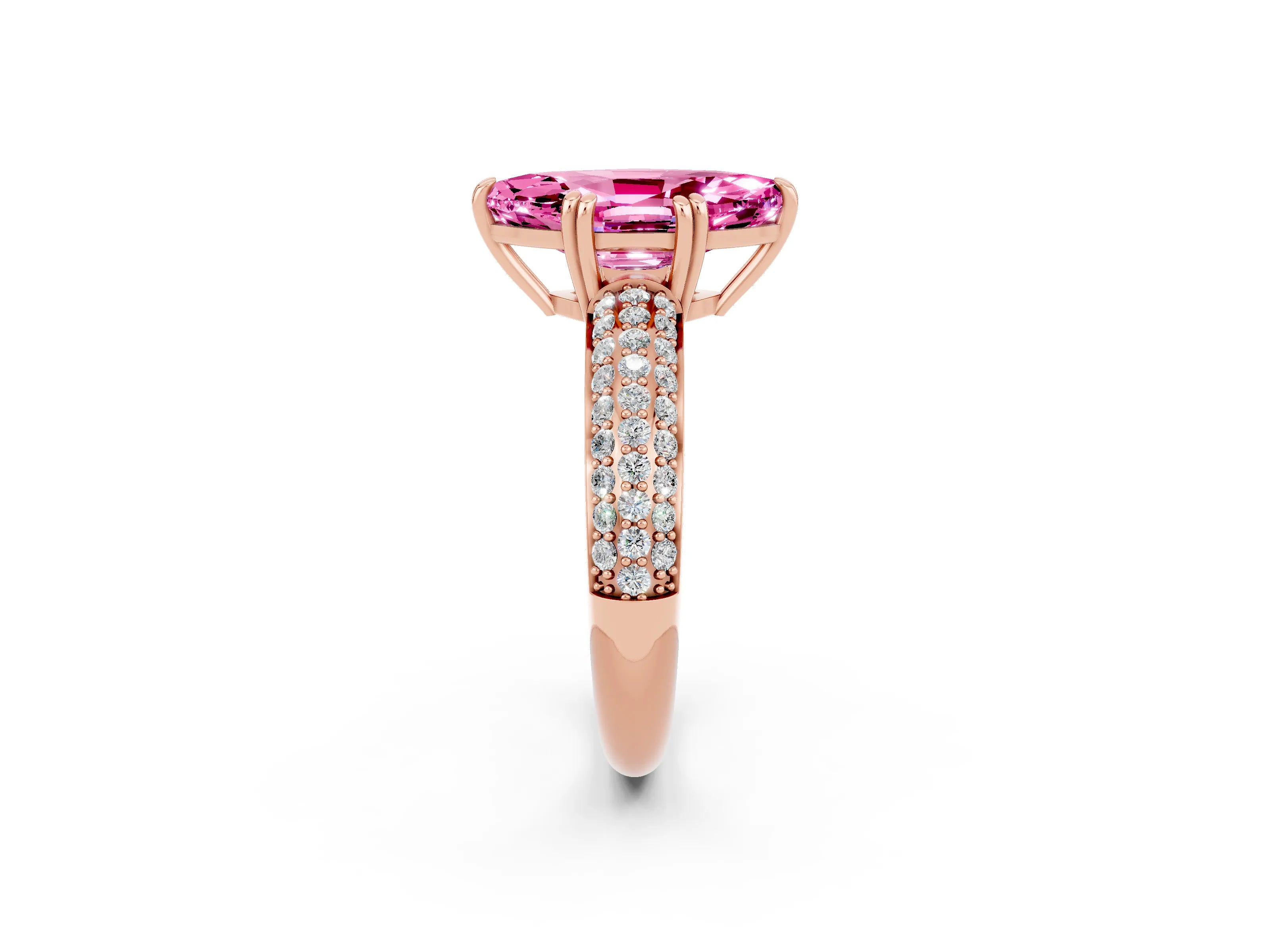 Rose gold Marquise Cut Cut Pave Diamond Engagement Ring with Channel Set Band and Four-Prong Setting_2
