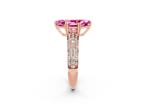 Rose gold Marquise Cut Cut Pave Diamond Engagement Ring with Channel Set Band and Four-Prong Setting_2