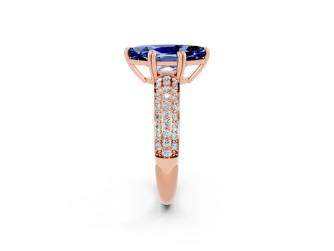 Rose gold Marquise Cut Cut Pave Diamond Engagement Ring with Channel Set Band and Four-Prong Setting_2