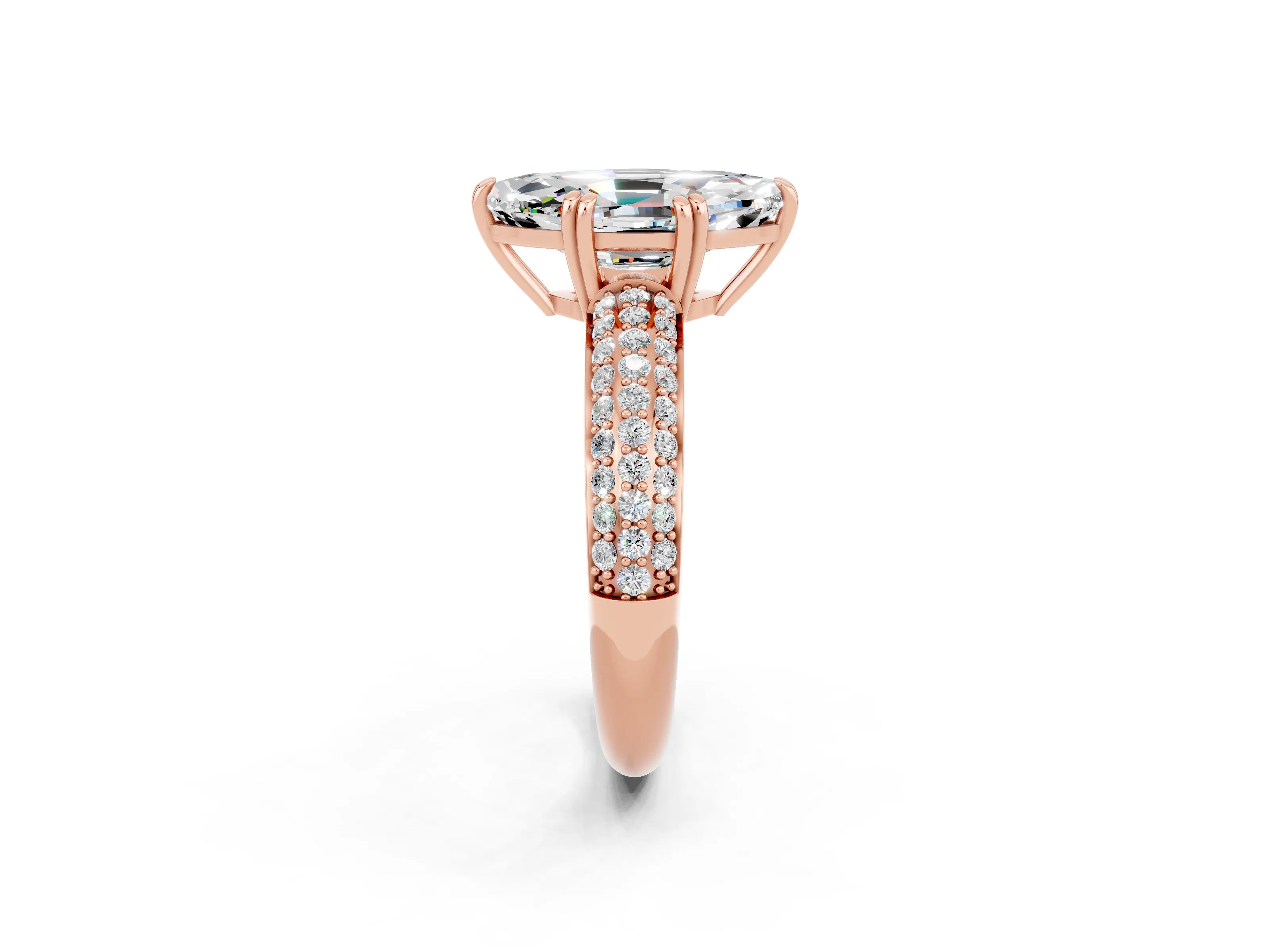 Rose gold Marquise Cut Cut Pave Diamond Engagement Ring with Channel Set Band and Four-Prong Setting_2