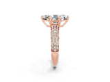 Rose gold Marquise Cut Cut Pave Diamond Engagement Ring with Channel Set Band and Four-Prong Setting_2