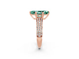 Rose gold Marquise Cut Cut Pave Diamond Engagement Ring with Channel Set Band and Four-Prong Setting_2