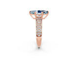 Rose gold Marquise Cut Cut Pave Diamond Engagement Ring with Channel Set Band and Four-Prong Setting_2