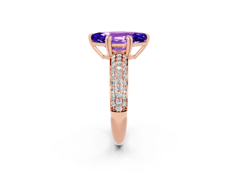 Rose gold Marquise Cut Cut Pave Diamond Engagement Ring with Channel Set Band and Four-Prong Setting_2