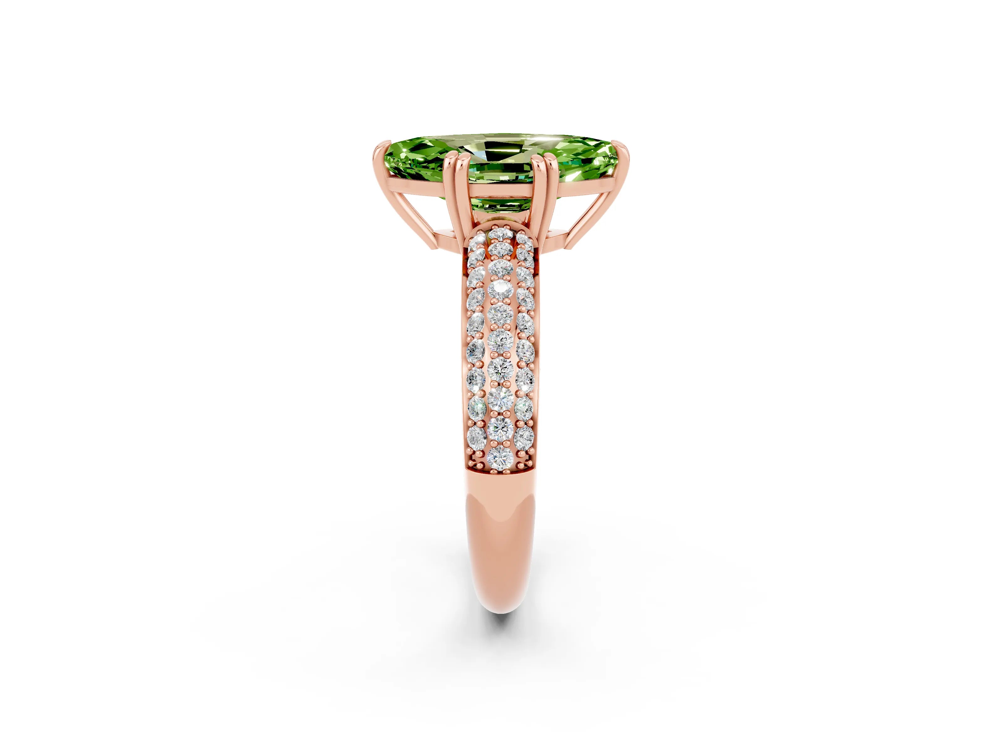 Rose gold Marquise Cut Cut Pave Diamond Engagement Ring with Channel Set Band and Four-Prong Setting_2