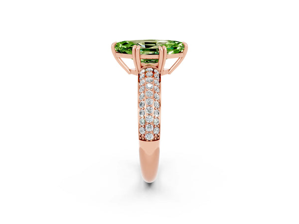 Rose gold Marquise Cut Cut Pave Diamond Engagement Ring with Channel Set Band and Four-Prong Setting