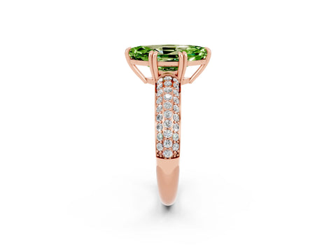 Rose gold Marquise Cut Cut Pave Diamond Engagement Ring with Channel Set Band and Four-Prong Setting_2