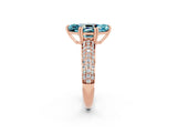 Rose gold Marquise Cut Cut Pave Diamond Engagement Ring with Channel Set Band and Four-Prong Setting_2