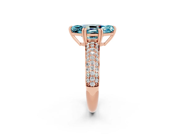 Rose gold Marquise Cut Cut Pave Diamond Engagement Ring with Channel Set Band and Four-Prong Setting