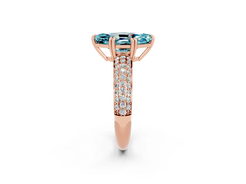 Rose gold Marquise Cut Cut Pave Diamond Engagement Ring with Channel Set Band and Four-Prong Setting_2