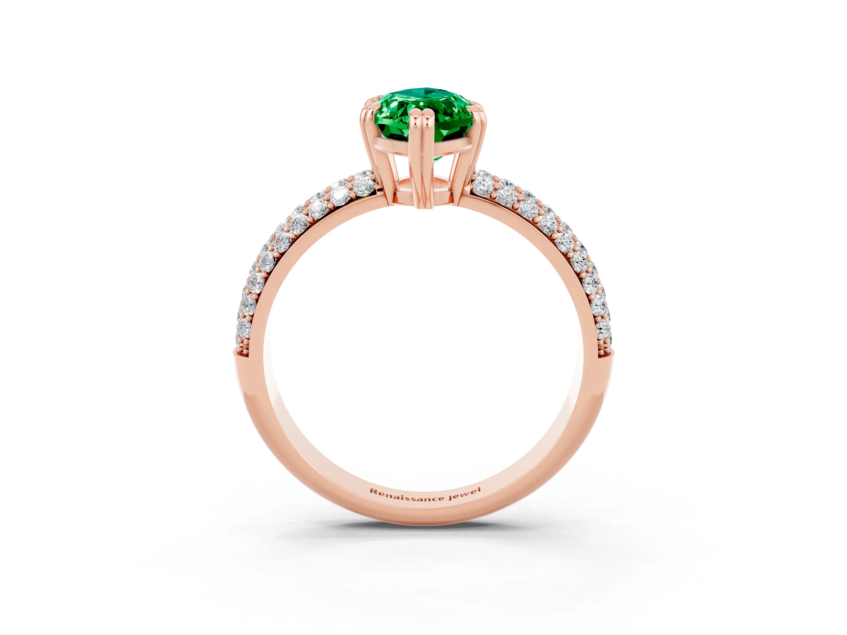 Rose gold Marquise Cut Cut Pave Diamond Engagement Ring with Channel Set Band and Four-Prong Setting_3