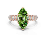 Rose gold Marquise Cut Cut Pave Diamond Engagement Ring with Channel Set Band and Four-Prong Setting