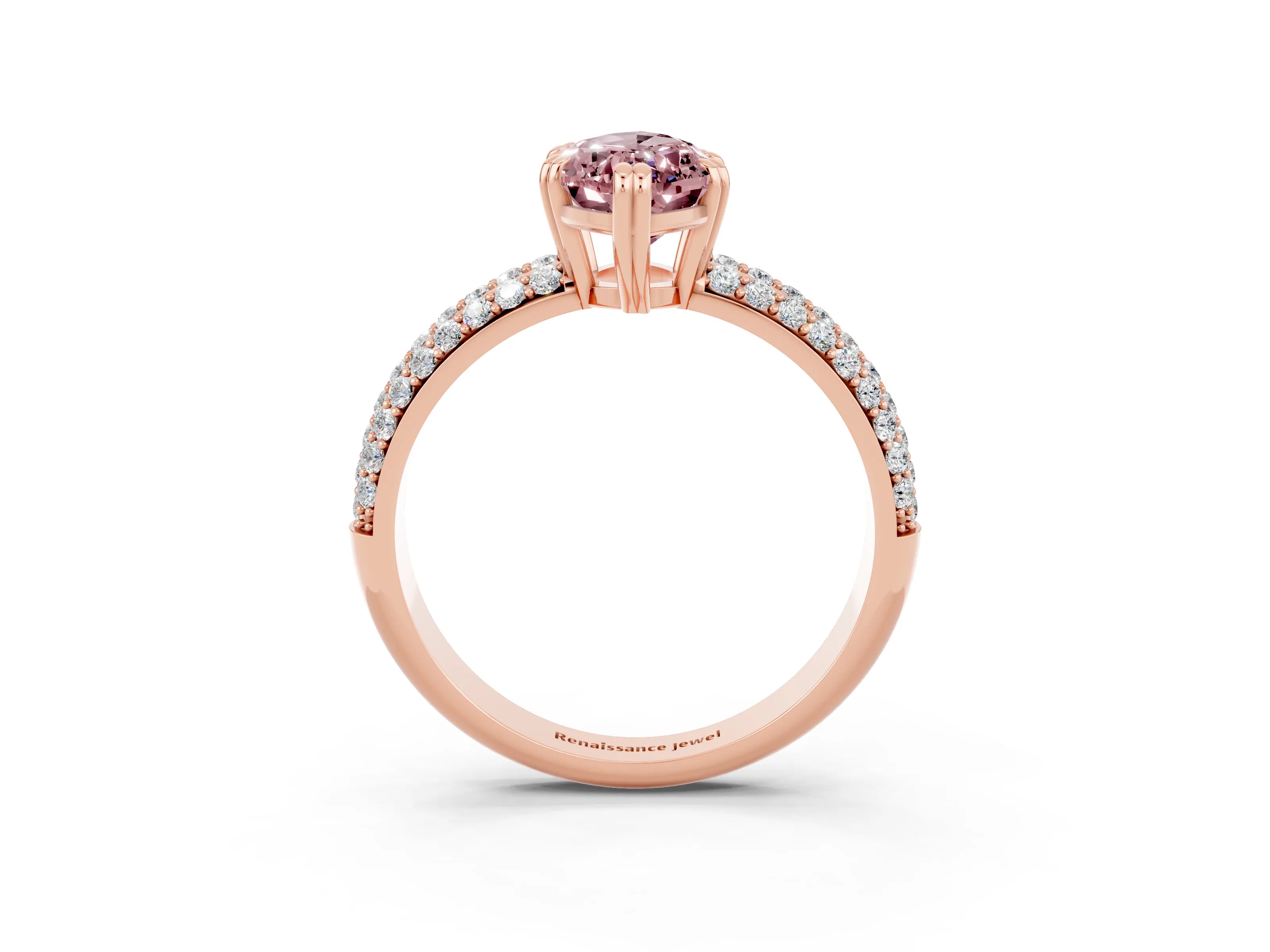 Rose gold Marquise Cut Cut Pave Diamond Engagement Ring with Channel Set Band and Four-Prong Setting_3