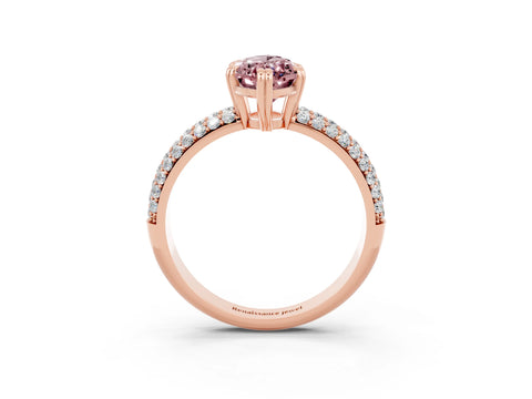 Rose gold Marquise Cut Cut Pave Diamond Engagement Ring with Channel Set Band and Four-Prong Setting_3