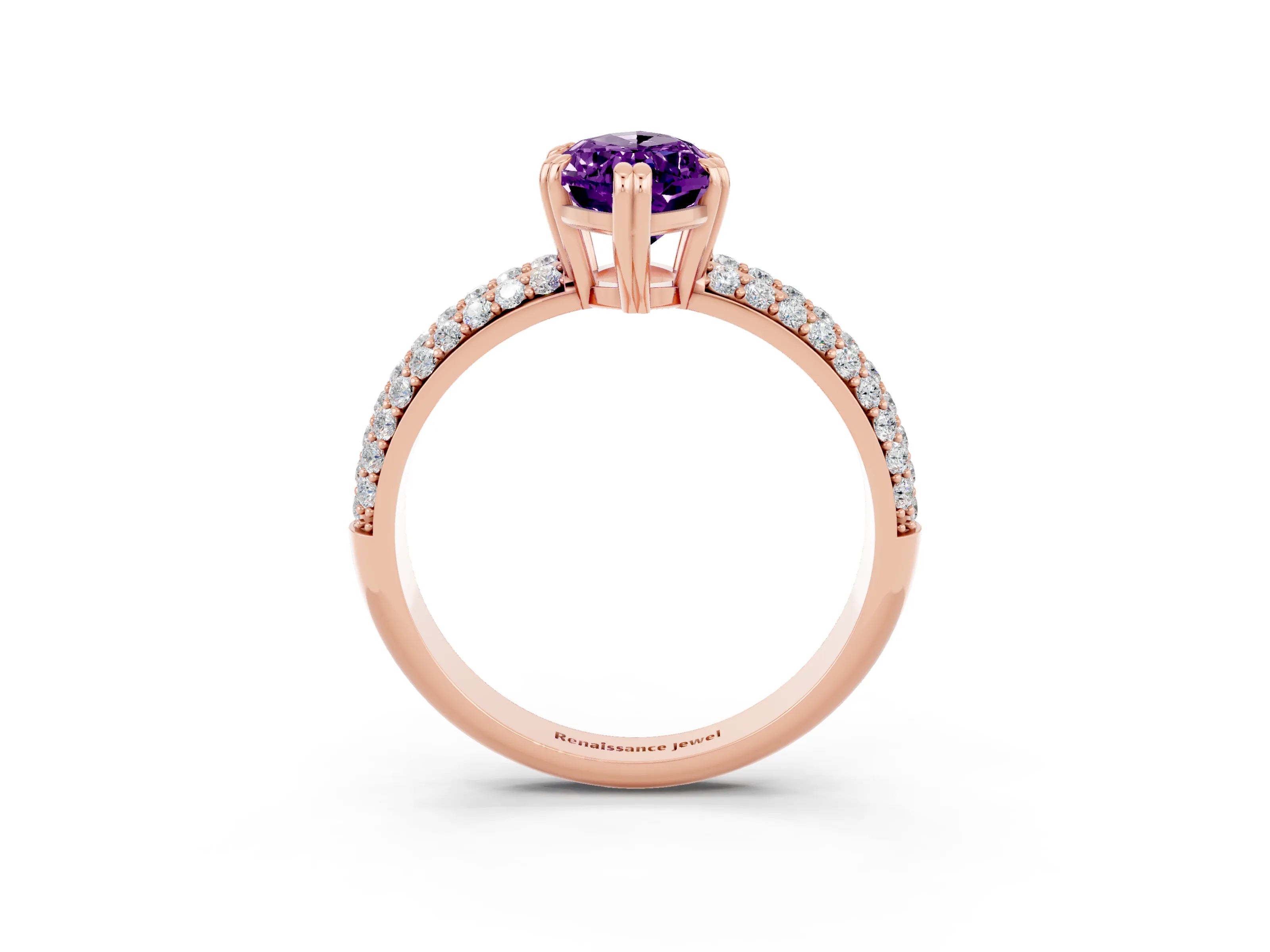 Rose gold Marquise Cut Cut Pave Diamond Engagement Ring with Channel Set Band and Four-Prong Setting_3