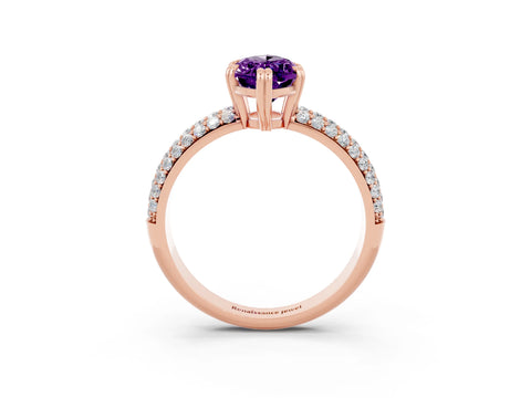 Rose gold Marquise Cut Cut Pave Diamond Engagement Ring with Channel Set Band and Four-Prong Setting_3